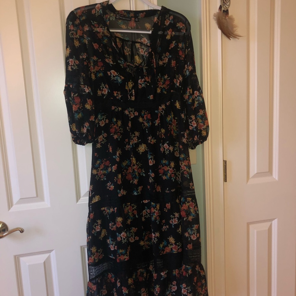 Long floral black dress